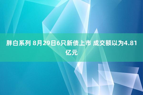 胖白系列 8月29日6只新债上市 成交额以为4.81亿元