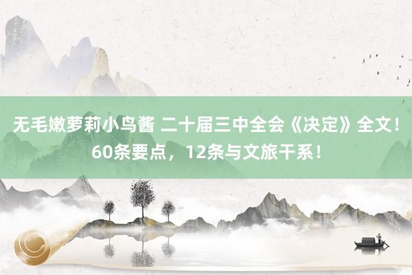 无毛嫩萝莉小鸟酱 二十届三中全会《决定》全文！60条要点，12条与文旅干系！