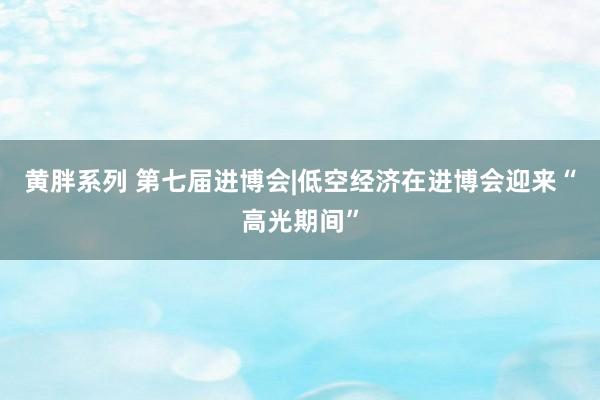 黄胖系列 第七届进博会|低空经济在进博会迎来“高光期间”